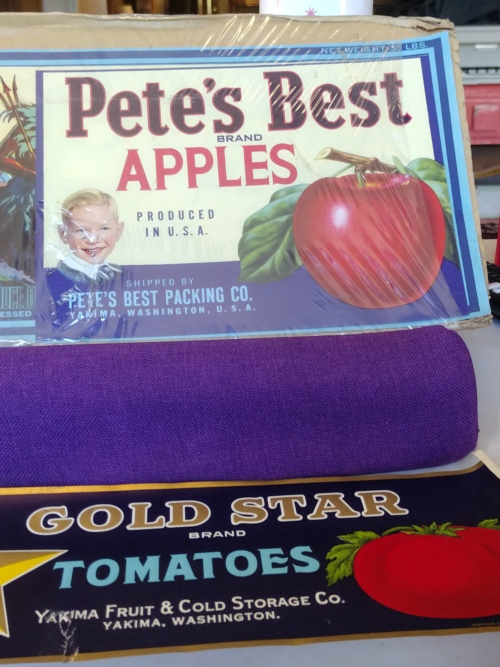 Pete's Best Apples Vintage Crate Label - Red & Cream